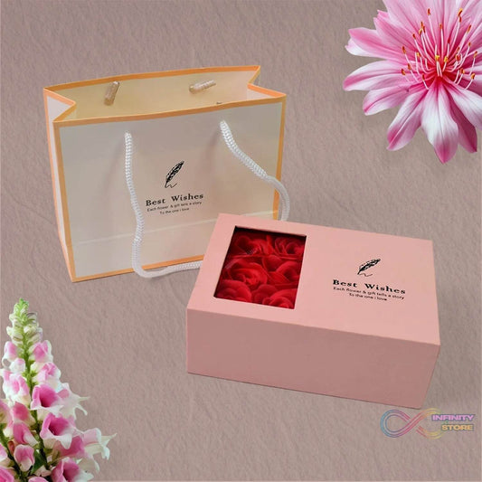 Jewellery Gift Box with Lids & Roses Packaging Box with 6 Roses (1 Set) - infinityexculsivestore.com