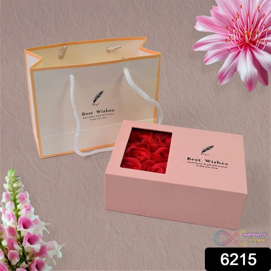 Jewellery Gift Box with Lids & Roses Packaging Box with 6 Roses (1 Set) - infinityexculsivestore.com