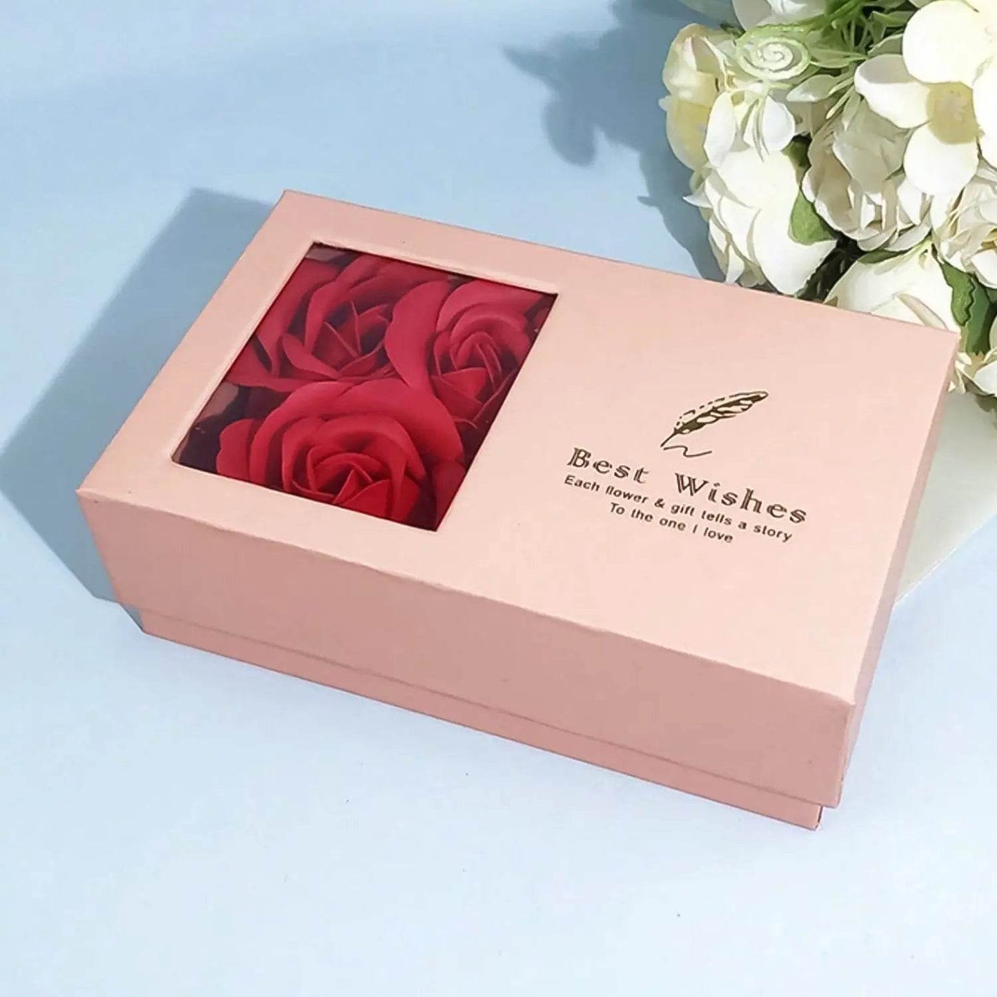 Jewellery Gift Box with Lids & Roses Packaging Box with 6 Roses (1 Set) - infinityexculsivestore.com