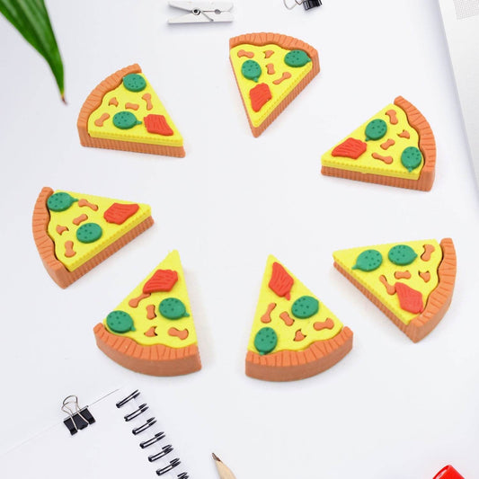 3D Pizza Slices Kids Favourite Food Eraser, Pizza 7 slice eraser for kids Adults fast food lover Stationary Kit Fancy & Stylish Colorful Erasers, for Return Gift, Birthday Party, School Prize - infinityexculsivestore.com