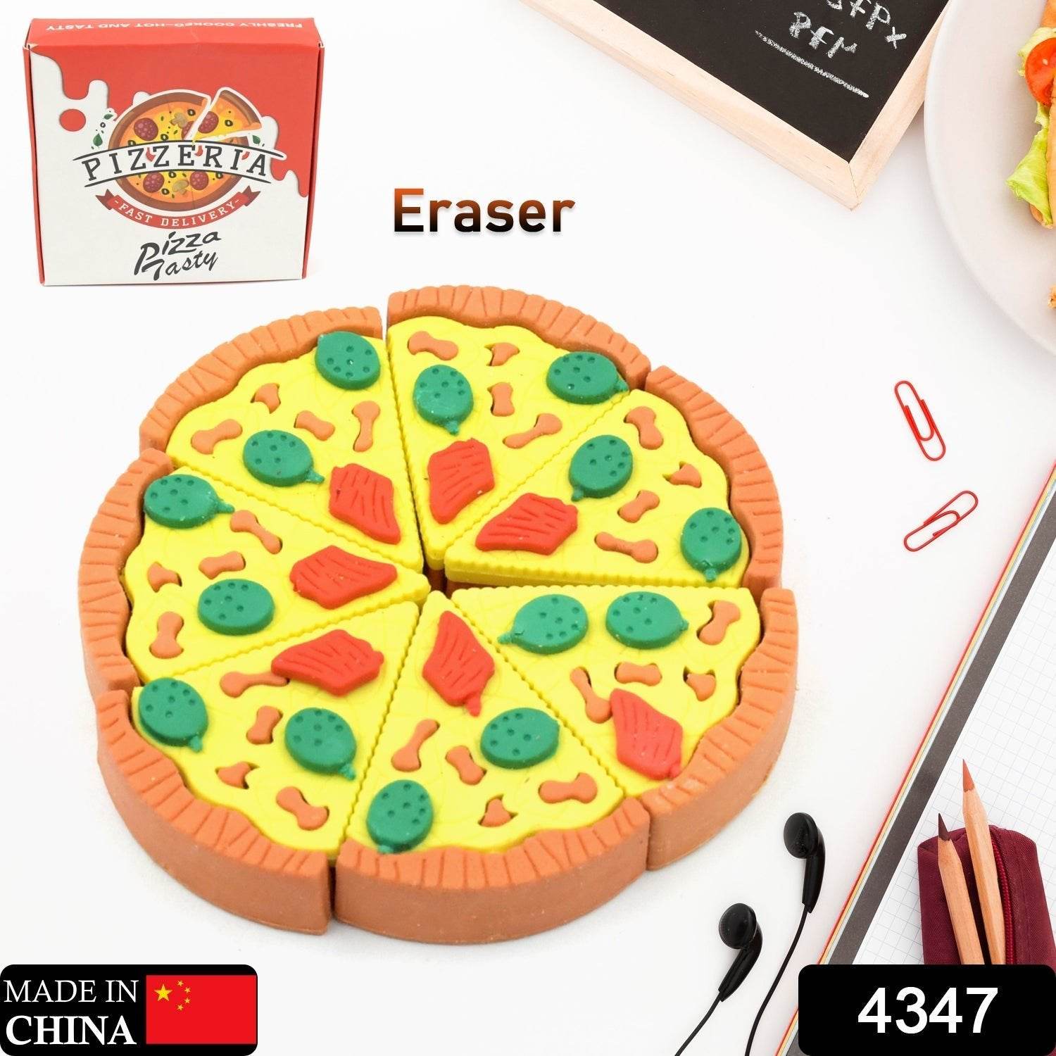 3D Pizza Slices Kids Favourite Food Eraser, Pizza 7 slice eraser for kids Adults fast food lover Stationary Kit Fancy & Stylish Colorful Erasers, for Return Gift, Birthday Party, School Prize - infinityexculsivestore.com