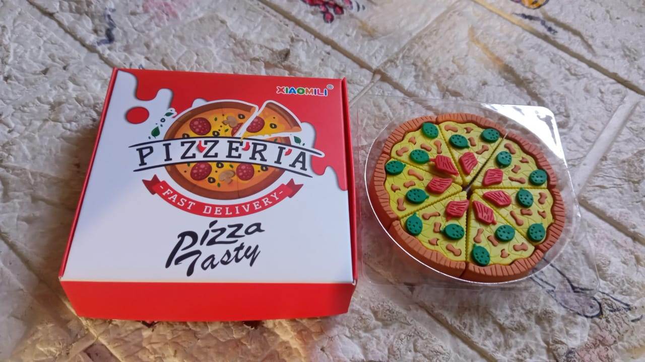3D Pizza Slices Kids Favourite Food Eraser, Pizza 7 slice eraser for kids Adults fast food lover Stationary Kit Fancy & Stylish Colorful Erasers, for Return Gift, Birthday Party, School Prize - infinityexculsivestore.com