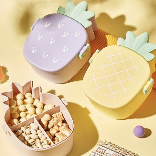 Kids Lunch Box Cute Pineapple Shaped Bento Box with Fork Spoon Snack Container Microwave Portable Office Lunch Box (1 Pc / With Spoon, Fork & Color Box) - infinityexculsivestore.com
