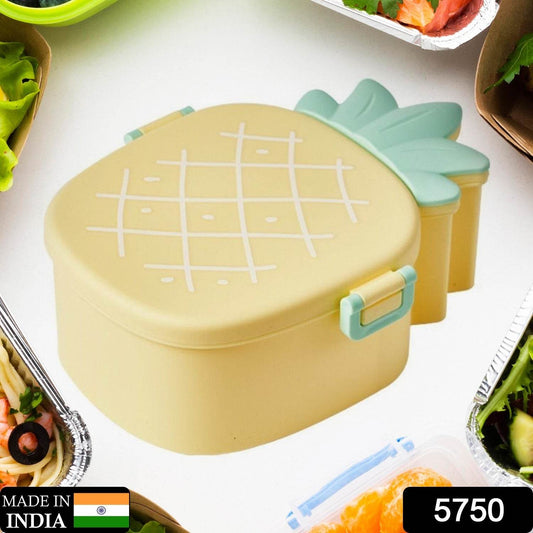 Kids Lunch Box Cute Pineapple Shaped Bento Box with Fork Spoon Snack Container Microwave Portable Office Lunch Box (1 Pc / With Spoon & Fork) - infinityexculsivestore.com