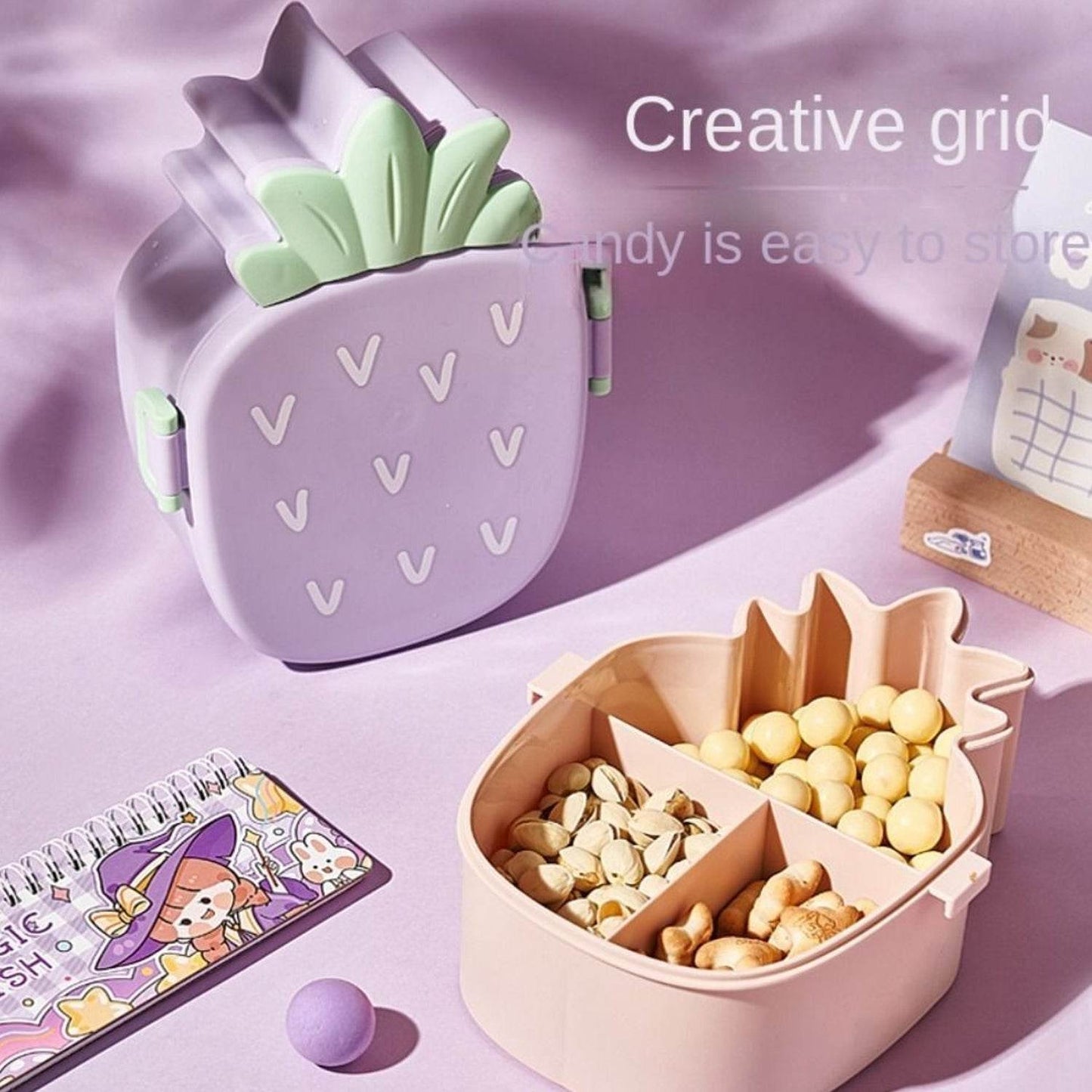 Kids Lunch Box Cute Pineapple Shaped Bento Box with Fork Spoon Snack Container Microwave Portable Office Lunch Box (1 Pc / With Spoon & Fork) - infinityexculsivestore.com