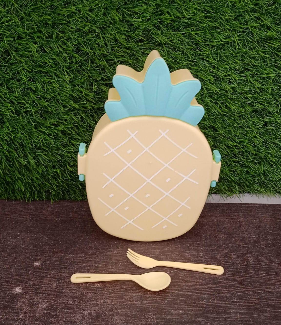 Kids Lunch Box Cute Pineapple Shaped Bento Box with Fork Spoon Snack Container Microwave Portable Office Lunch Box (1 Pc / With Spoon & Fork) - infinityexculsivestore.com