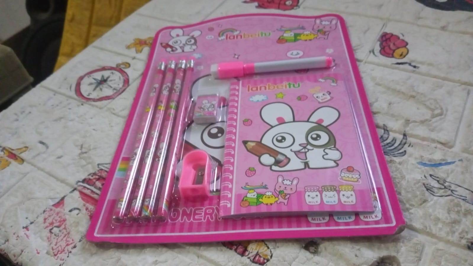 Kids' Stationery Kit: Wooden Pencils, Sharpener, Eraser, Diary (8 Pc Set) - infinityexculsivestore.com