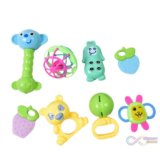 Kinder Rattles Classic Store Plastic Non-Toxic Shake and Grab Ball Baby Rattles & Teethers (8 Pcs Set) - infinityexculsivestore.com