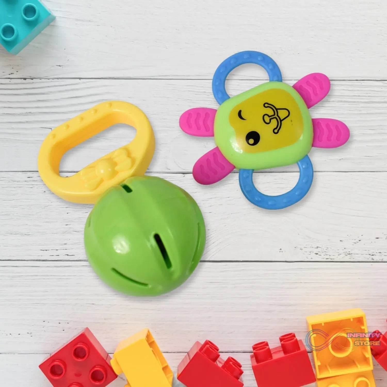 Kinder Rattles Classic Store Plastic Non-Toxic Shake and Grab Ball Baby Rattles & Teethers (8 Pcs Set) - infinityexculsivestore.com