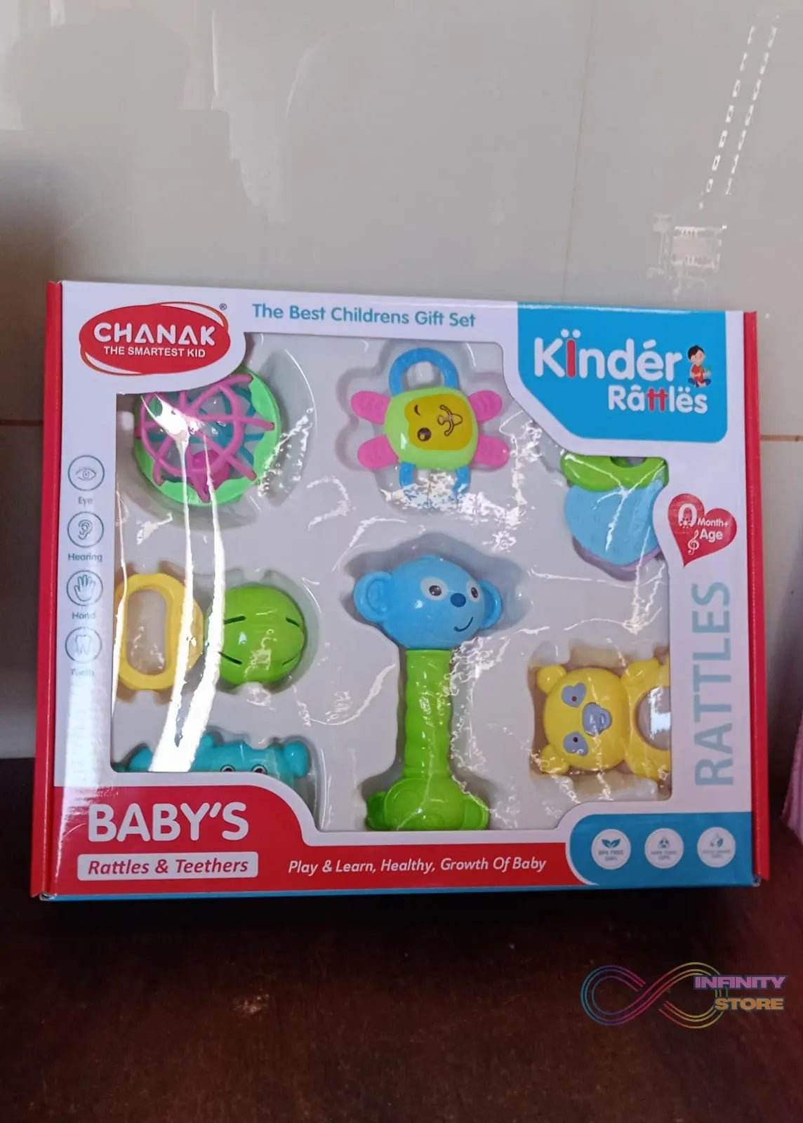 Kinder Rattles Classic Store Plastic Non-Toxic Shake and Grab Ball Baby Rattles & Teethers (8 Pcs Set) - infinityexculsivestore.com