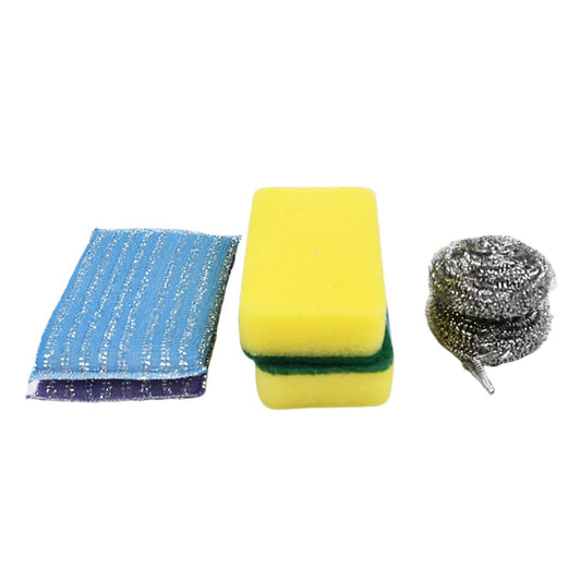 Kitchen Cleaning Tool Set Microfiber Kitchen Utensils High Performance Scouring Sponge Set Dish Sponge, Stainless Steel Scouring Pad (6 Pcs Set) - infinityexculsivestore.com