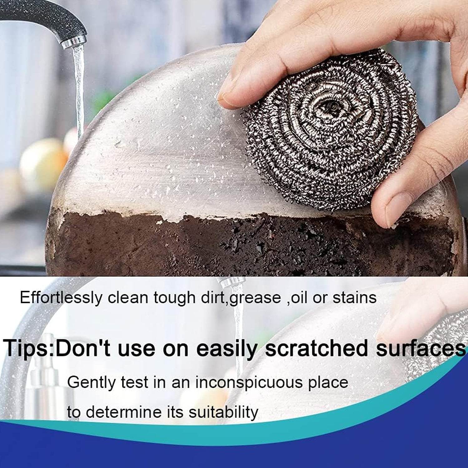 Kitchen Cleaning Tool Set Microfiber Kitchen Utensils High Performance Scouring Sponge Set Dish Sponge, Stainless Steel Scouring Pad (6 Pcs Set) - infinityexculsivestore.com