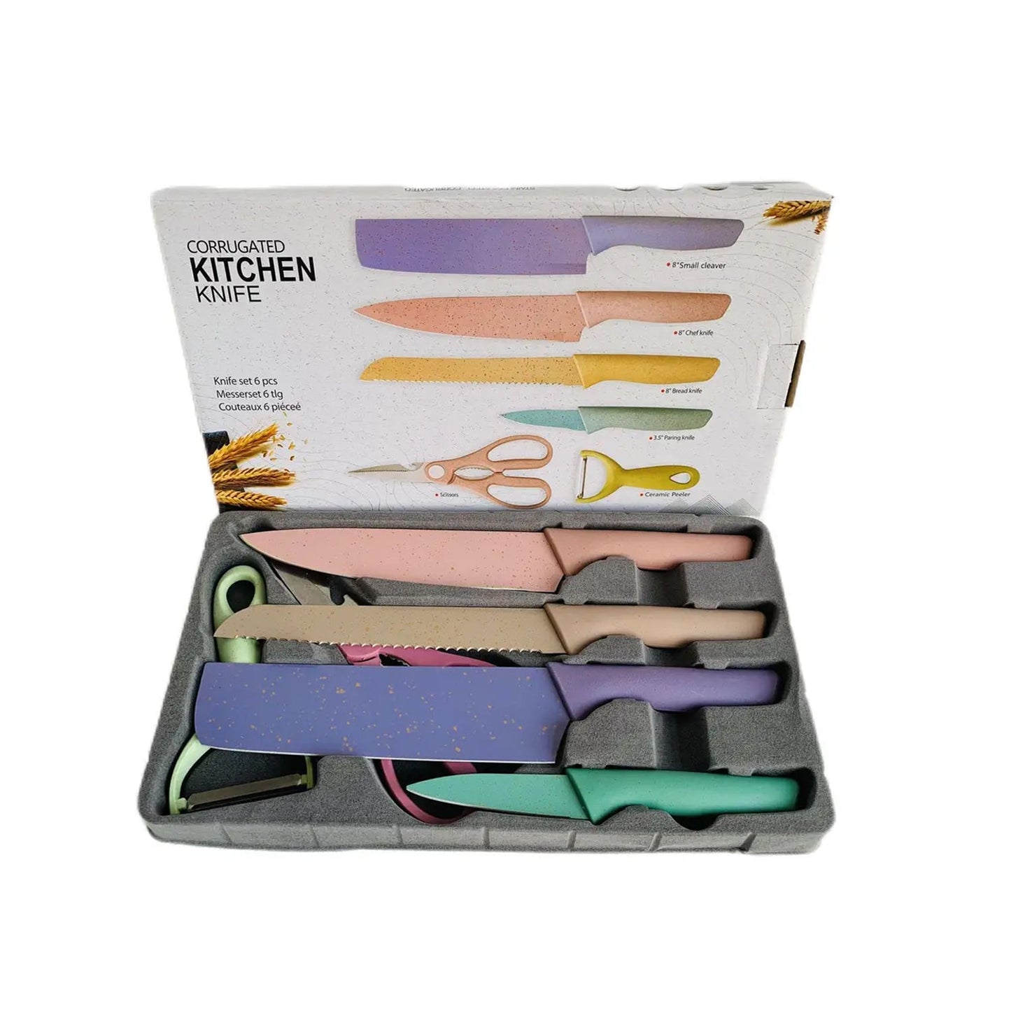 Professional Colorful Kitchen Knives Set of 6 Pieces, Non - Stick Blades with High Carbon Stainless Steel, Sharp Kitchen Cutting Knives Set for Slicing, Paring and Cooking, Chef Kitchen Knives Set - infinityexculsivestore.com