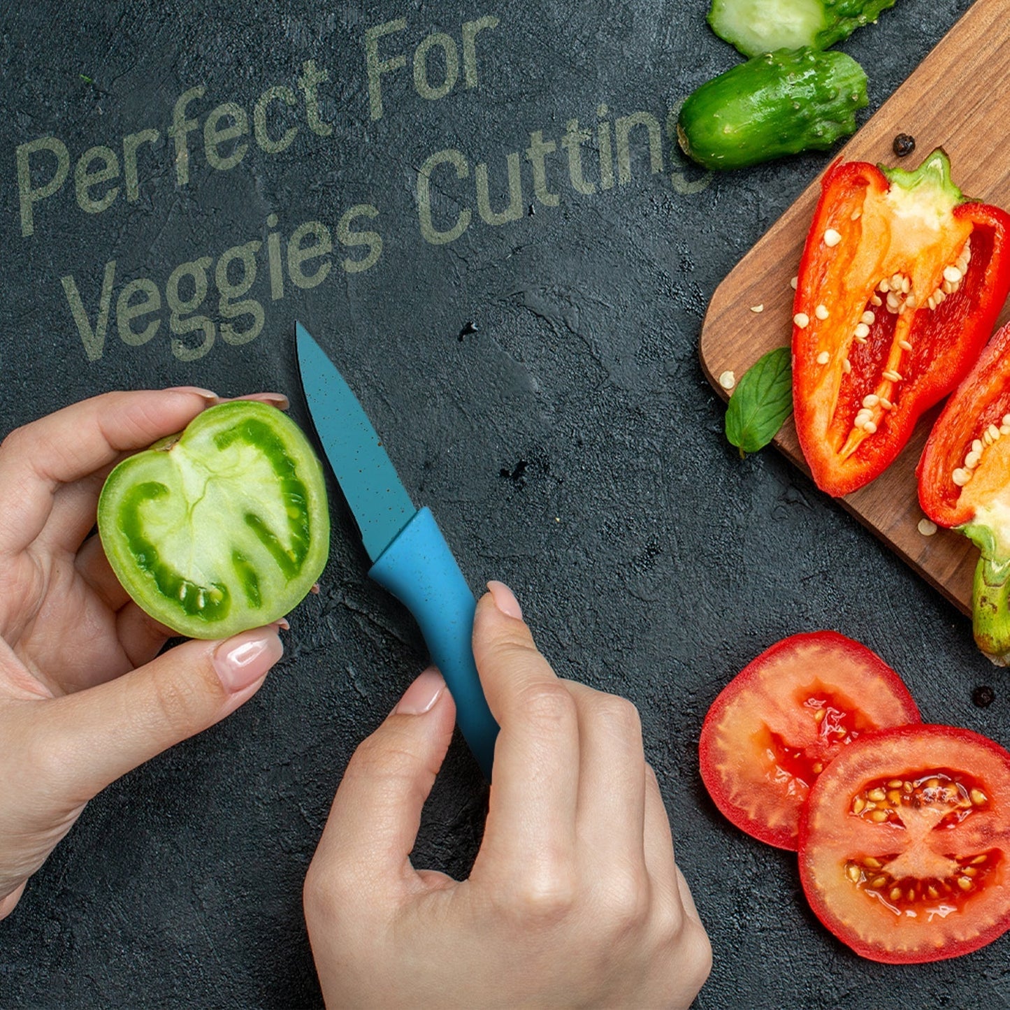 Professional Colorful Kitchen Knives Set of 6 Pieces, Non - Stick Blades with High Carbon Stainless Steel, Sharp Kitchen Cutting Knives Set for Slicing, Paring and Cooking, Chef Kitchen Knives Set - infinityexculsivestore.com
