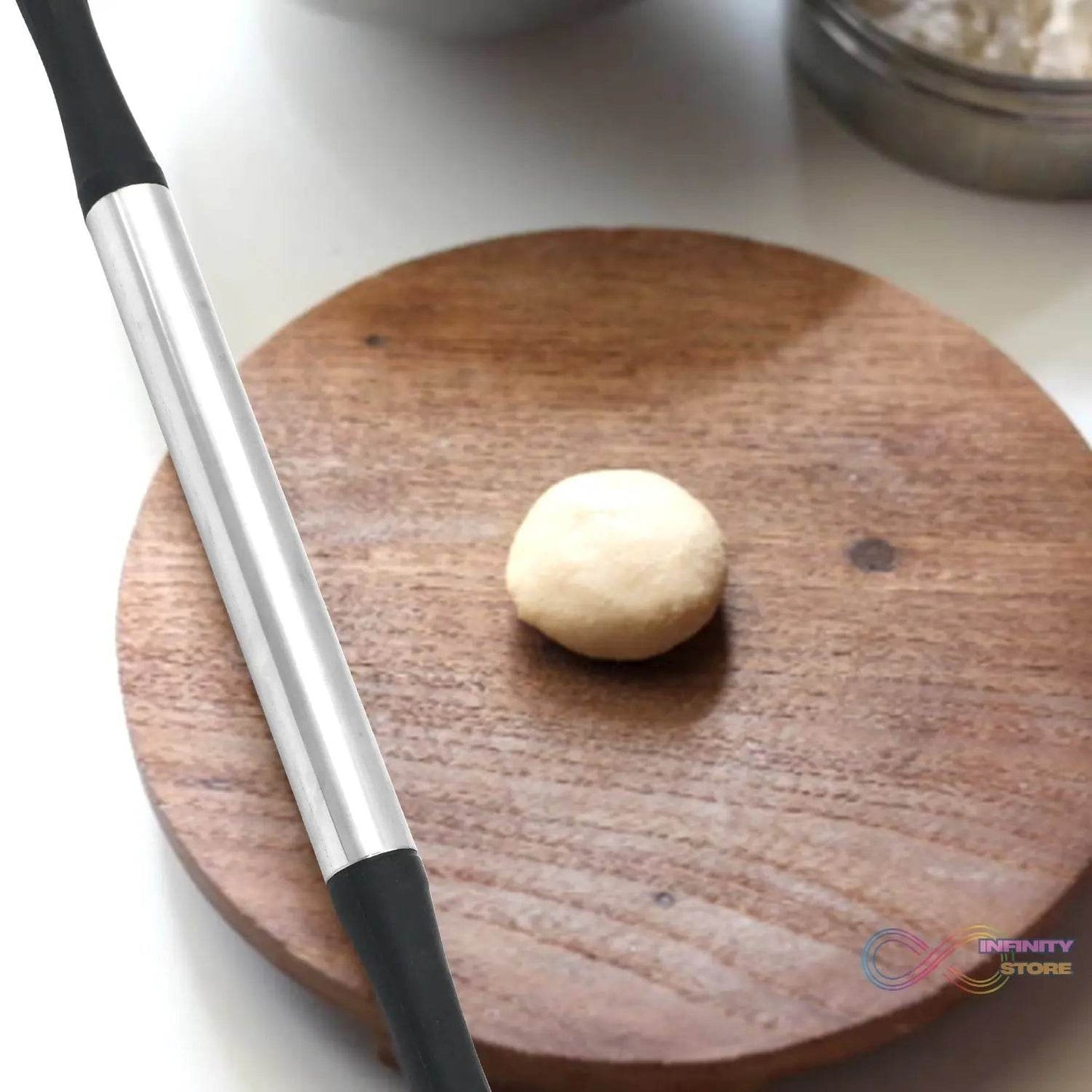 Kitchen Plastic Roti Maker Belan / Rolling Pin (Black) - infinityexculsivestore.com
