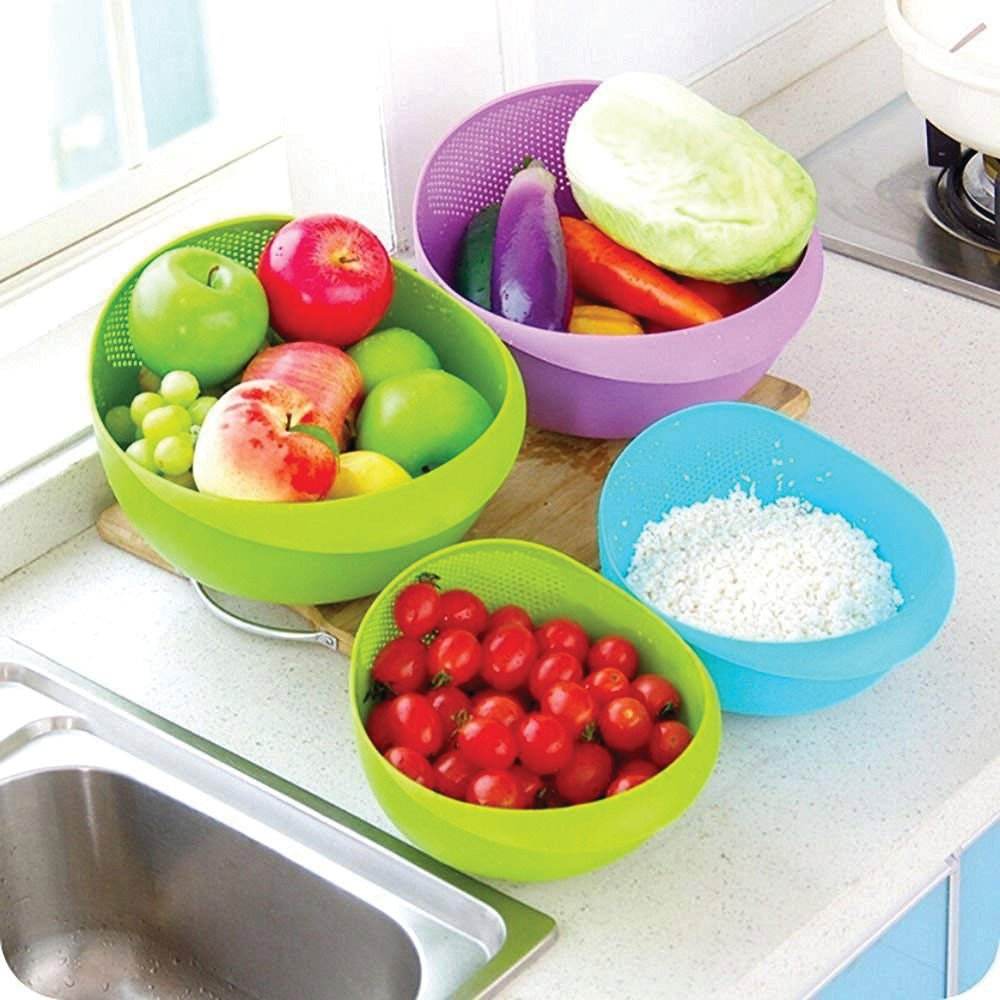 Kitchen Plastic big Rice Bowl Strainer Perfect Size for Storing and Straining - infinityexculsivestore.com