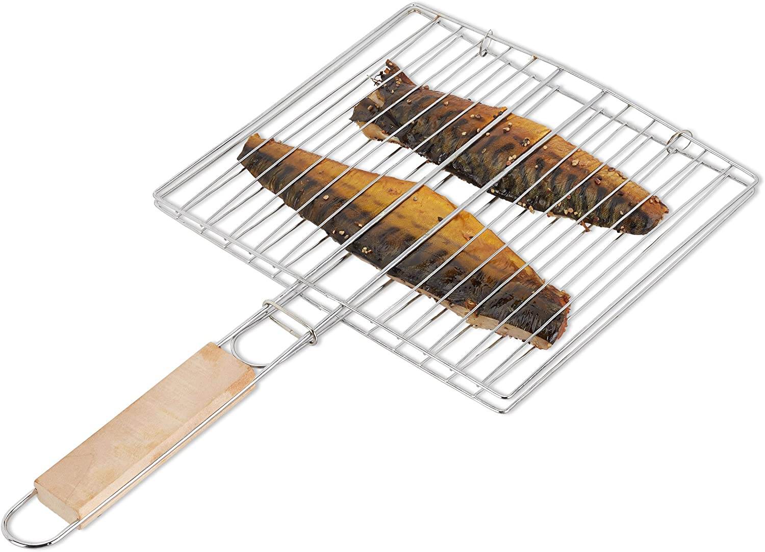 Kitchen Square Roaster Grill Barbecue Grill with Wooden Handle - infinityexculsivestore.com