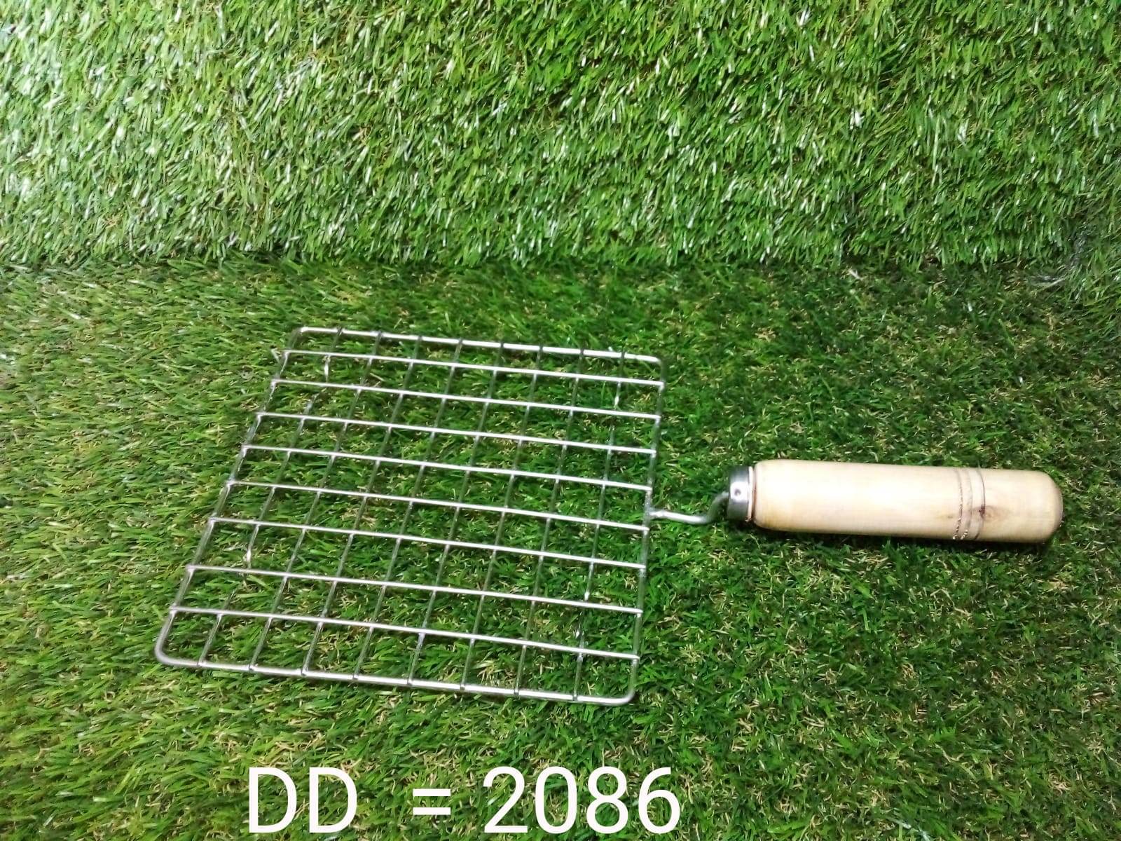 Kitchen Square Stainless Steel Roaster Jali, Barbecue Grill with Wooden Handle - infinityexculsivestore.com