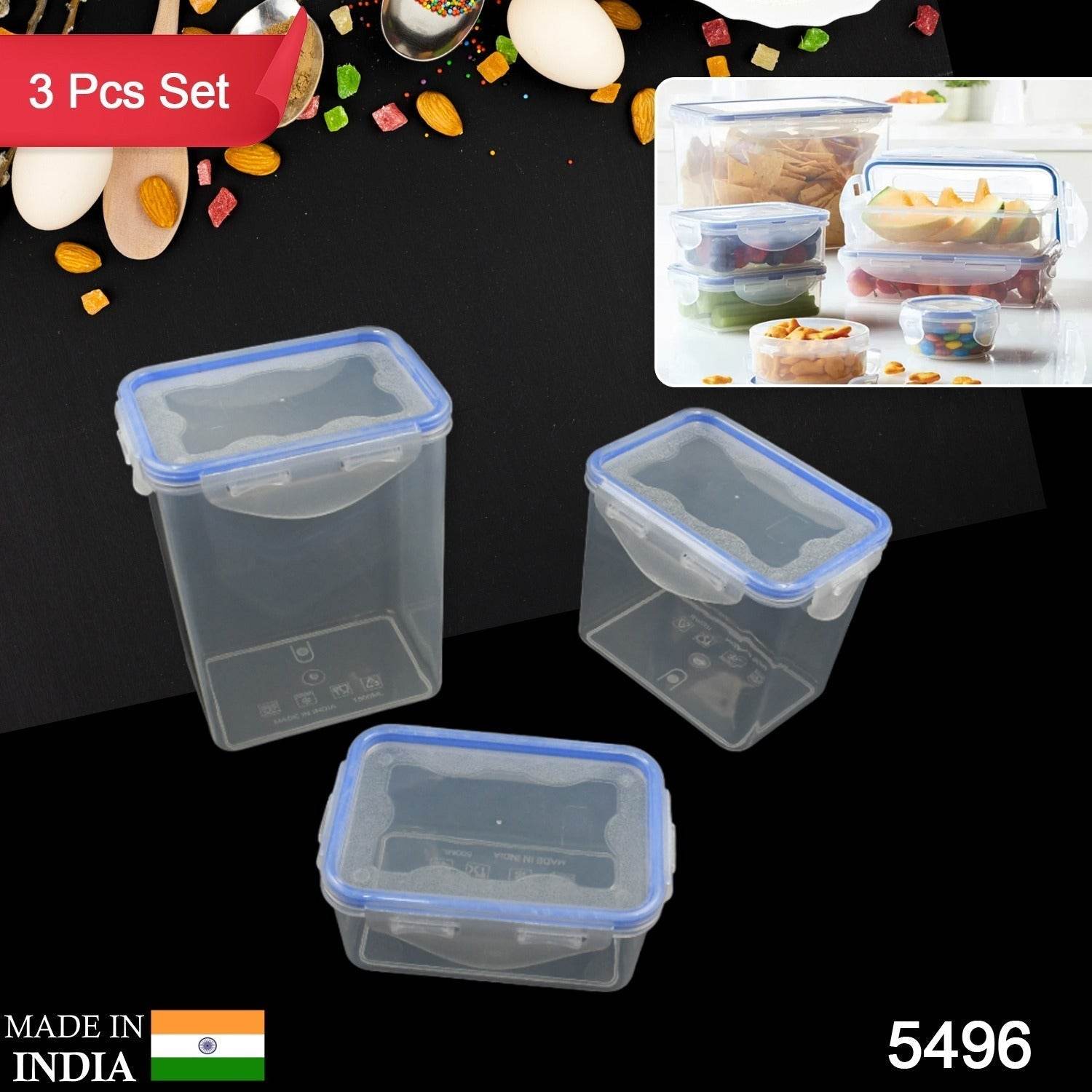 Kitchen Storage Container Set with Food Grade Plastic and Air Seal Lock Lid for Storage of Grocery, Spices, Dry fruits Use For Home, Office, Restaurant, Canteens (3 Piece Set) - infinityexculsivestore.com