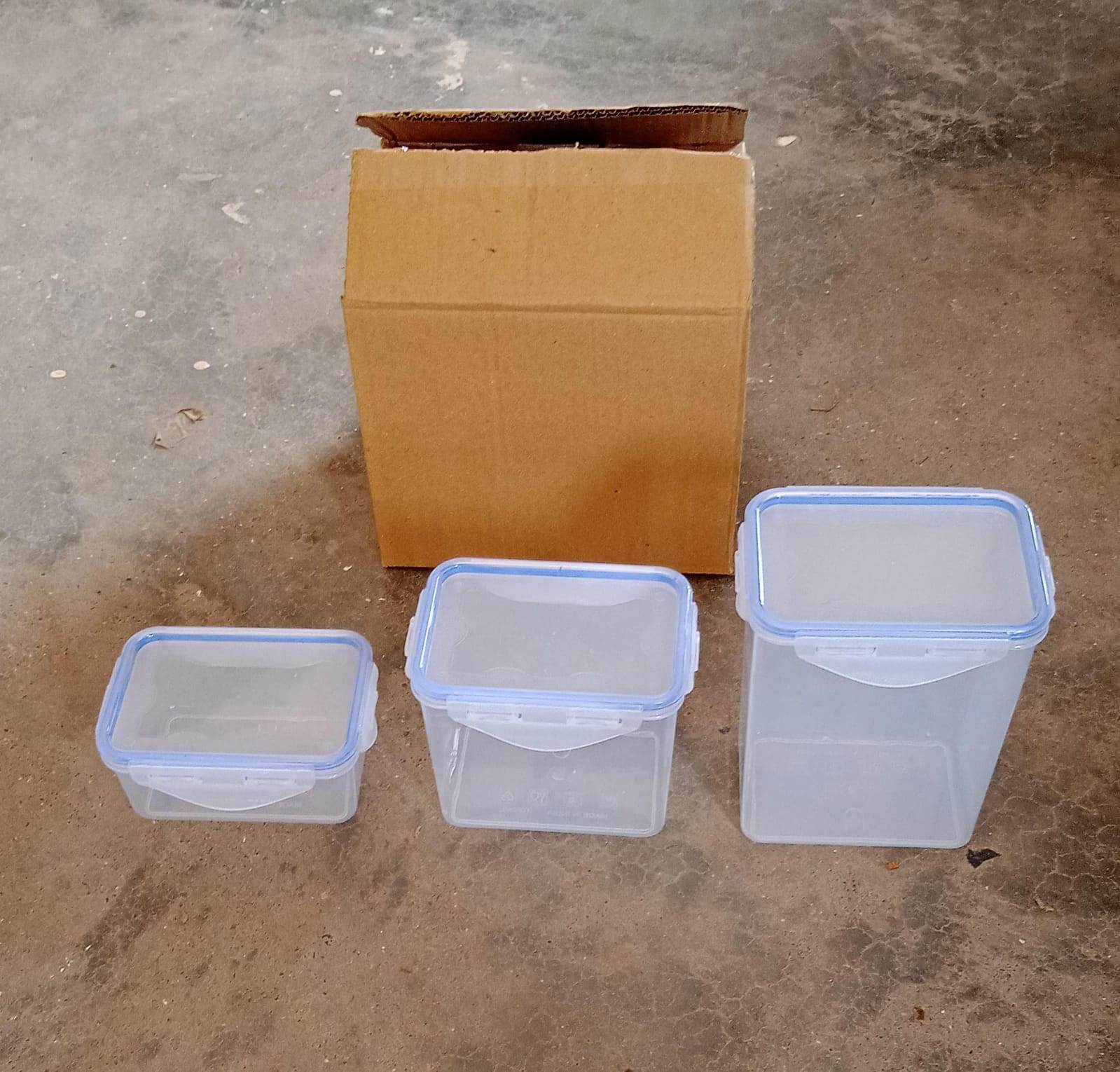 Kitchen Storage Container Set with Food Grade Plastic and Air Seal Lock Lid for Storage of Grocery, Spices, Dry fruits Use For Home, Office, Restaurant, Canteens (3 Piece Set) - infinityexculsivestore.com