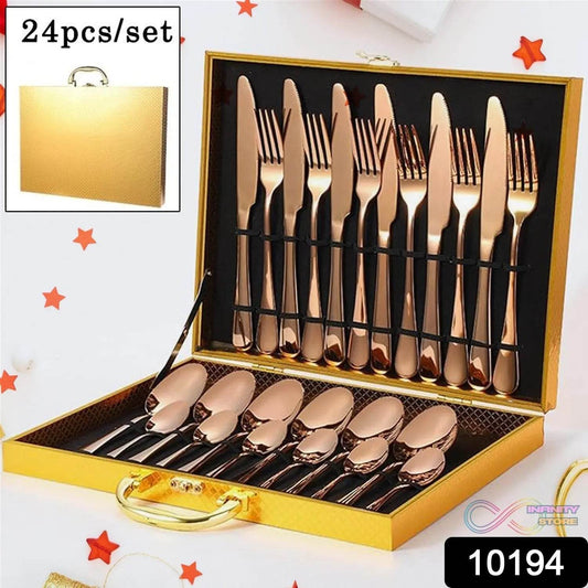 Kitchen Tableware / Flatware Sets Kitchen Forks Spoons with Gift Box (24 Pcs Set) - infinityexculsivestore.com