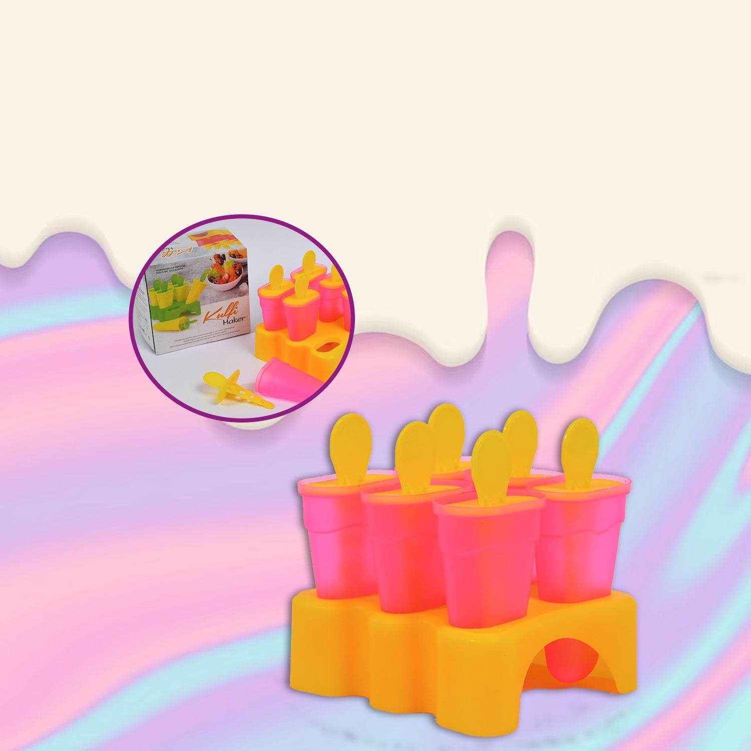Kulfi Maker Moulds Set Plastic Homemade Kulfi Mould 6pcs Set For Freezer Use - infinityexculsivestore.com
