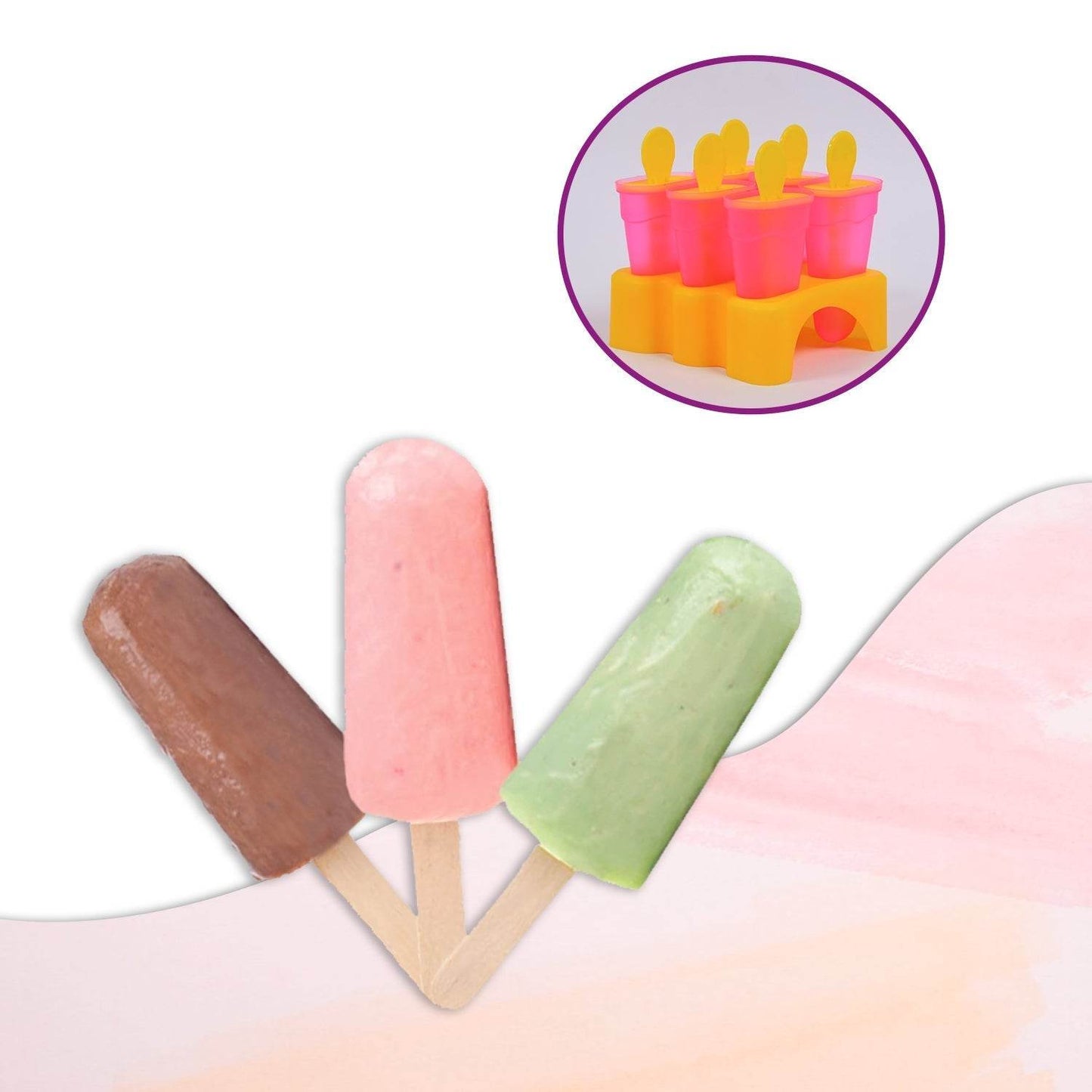 Kulfi Maker Moulds Set Plastic Homemade Kulfi Mould 6pcs Set For Freezer Use - infinityexculsivestore.com