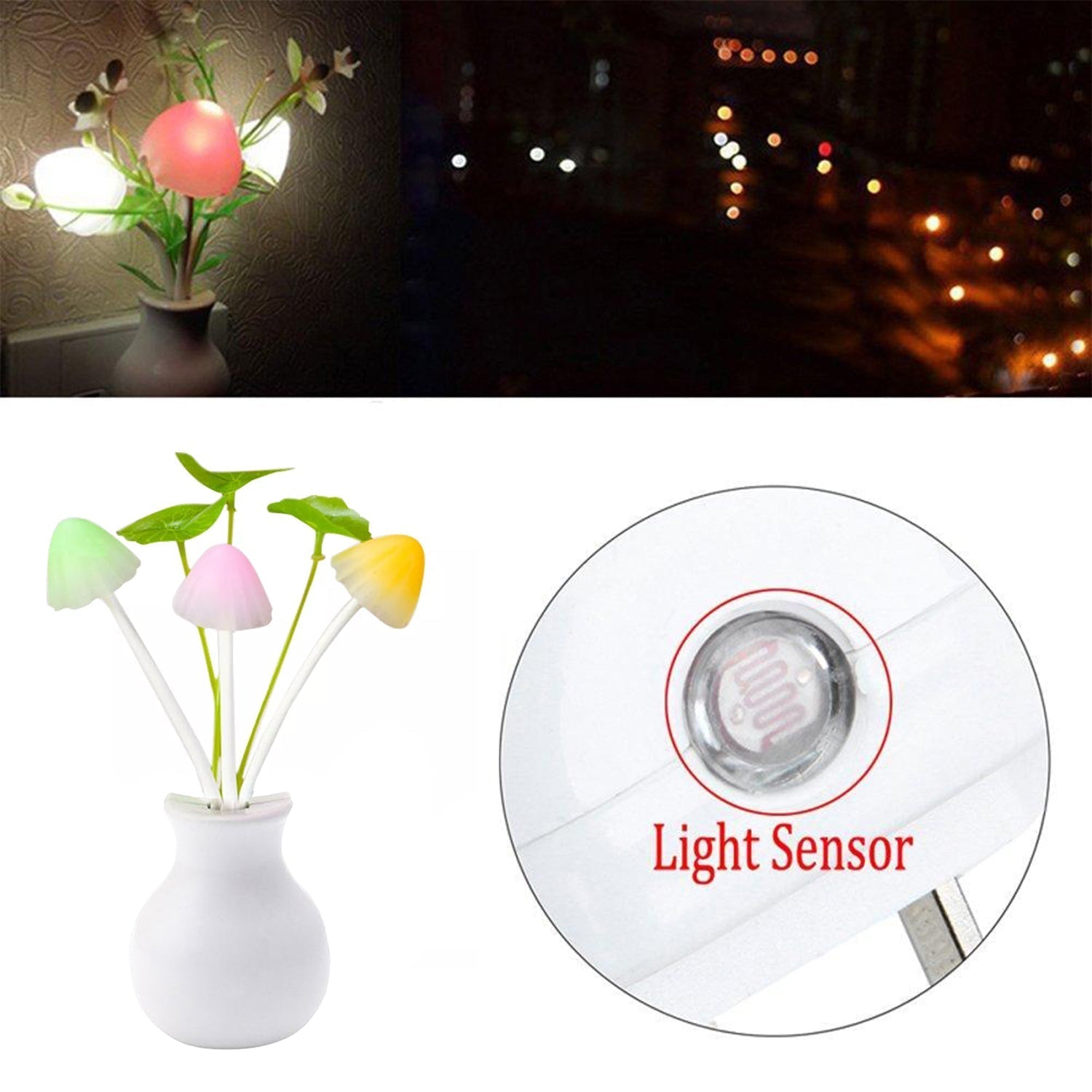 LED Dream Night Light, Auto ON / Off Sensor Mushroom Lamp (Multicolor) - infinityexculsivestore.com