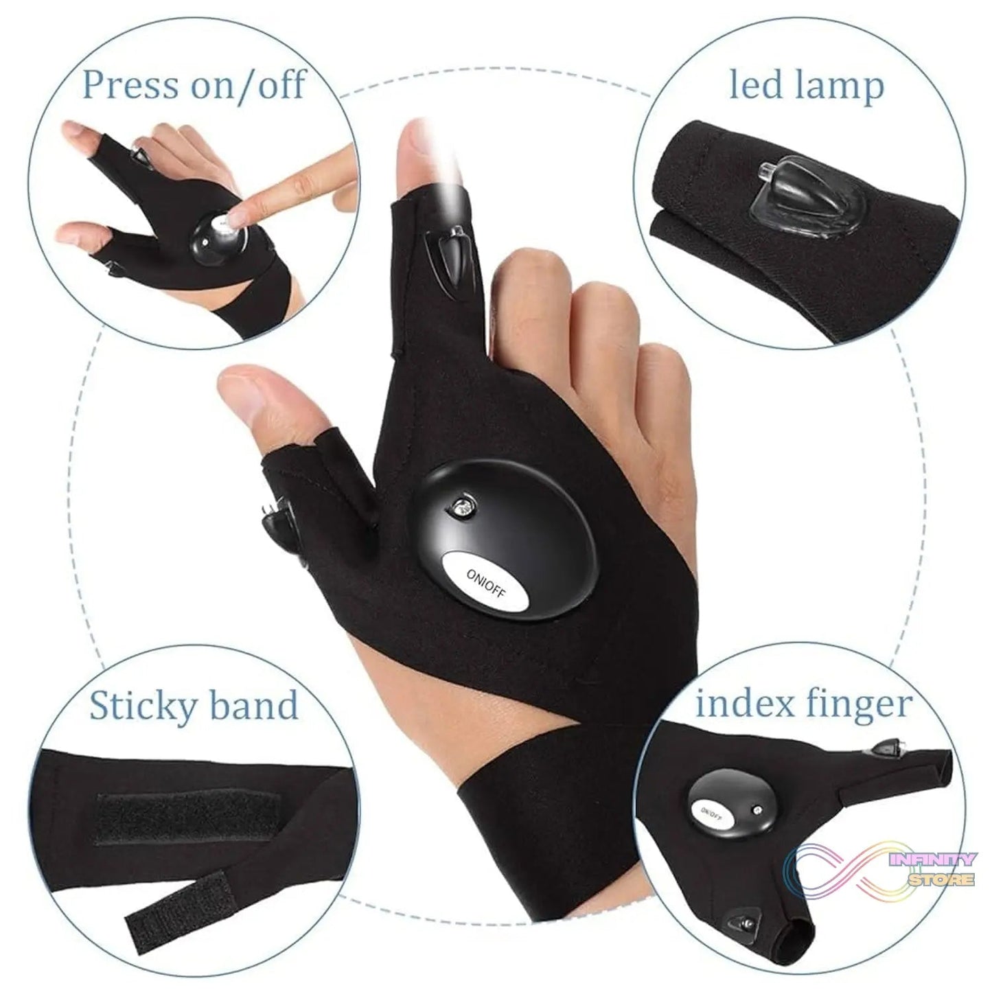 LED Flashlight Gloves Gifts for Men (Hand Gloves Light / 1 Pair) - infinityexculsivestore.com