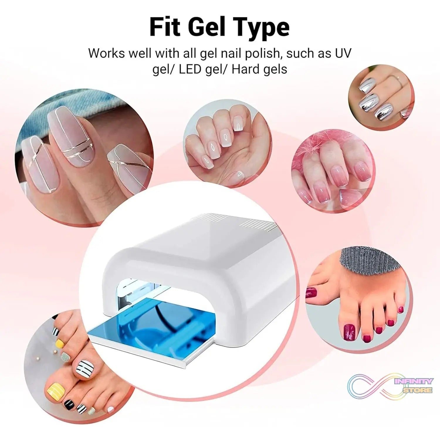 LED UV Lamp Nail Dryer Gel Nail Lamp Nail Polish Curing Lamp (1 Pc / Mix Design) - infinityexculsivestore.com