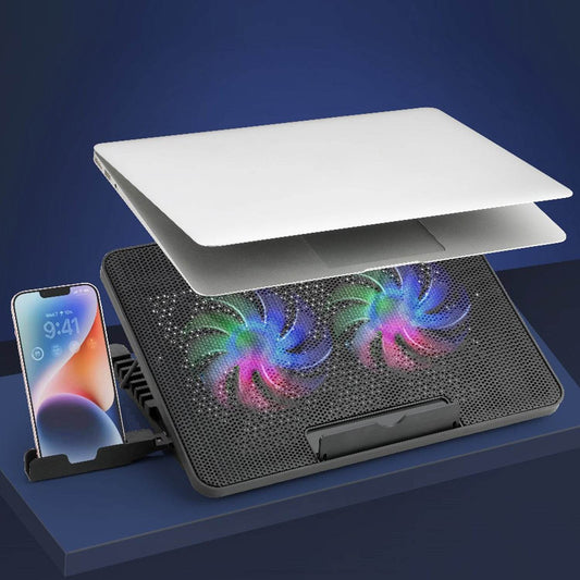 Laptop Cooler Cooling Pad with 2 Quiet Led Fans, Dual USB Ports, Portable Ultra Slim USB Powered 7 Heights Adjustable Laptop Stand for Gaming Laptop - infinityexculsivestore.com