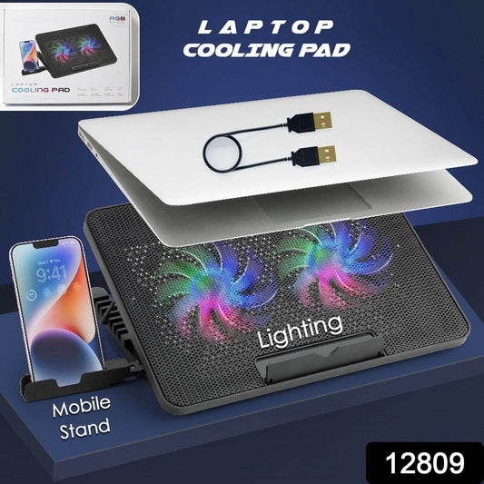 Laptop Cooler Cooling Pad with 2 Quiet Led Fans, Dual USB Ports, Portable Ultra Slim USB Powered 7 Heights Adjustable Laptop Stand for Gaming Laptop - infinityexculsivestore.com