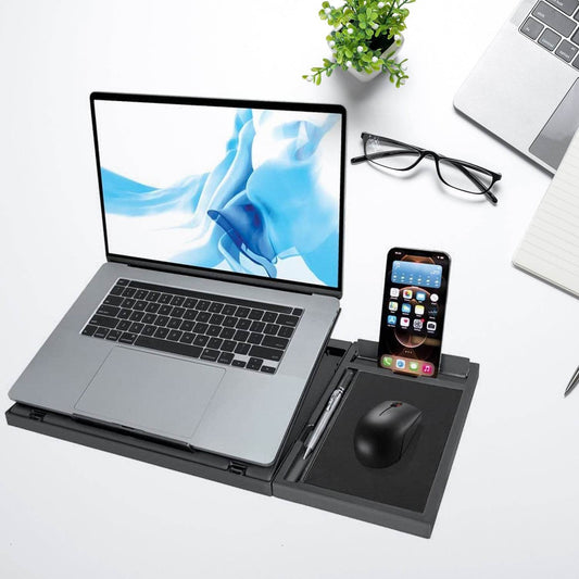 Laptop Stand Suitable Portable Foldable Compatible with MacBook Notebook Tablet Tray Desk Table Book with Free Phone Stand - infinityexculsivestore.com