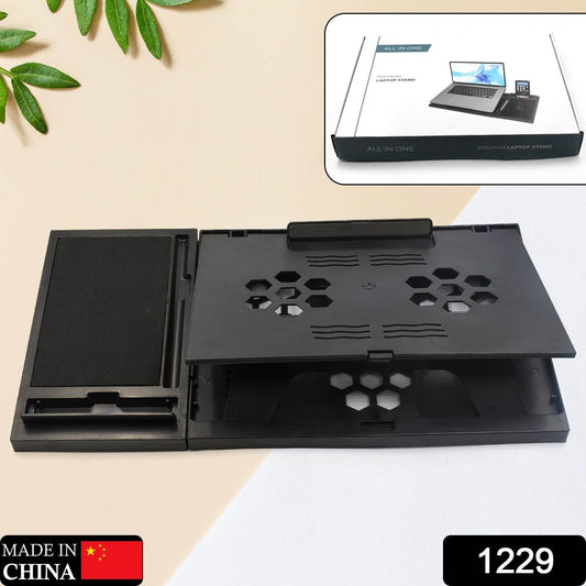 Laptop Stand Suitable Portable Foldable Compatible with MacBook Notebook Tablet Tray Desk Table Book with Free Phone Stand - infinityexculsivestore.com