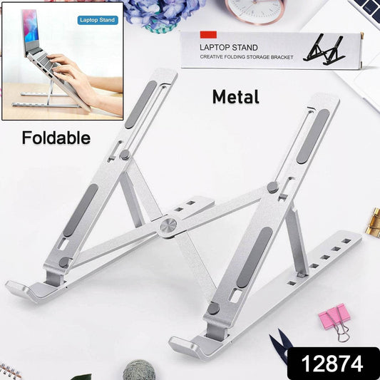 Laptop Stand for Desk | Metal Portable Laptop Stand, with 6 Adjustable Angles | Laptop Riser, Phone, and Tablet Stand | Compatible for All Laptop - infinityexculsivestore.com