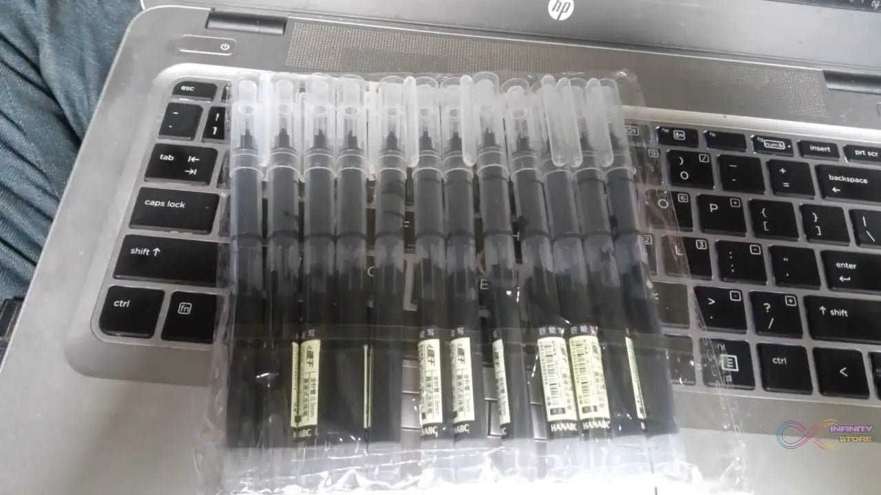 Large Black Roller ball Pens / Gel Pen Set Drawing Writing Pen 0.5 mm (12 Pcs Set) - infinityexculsivestore.com