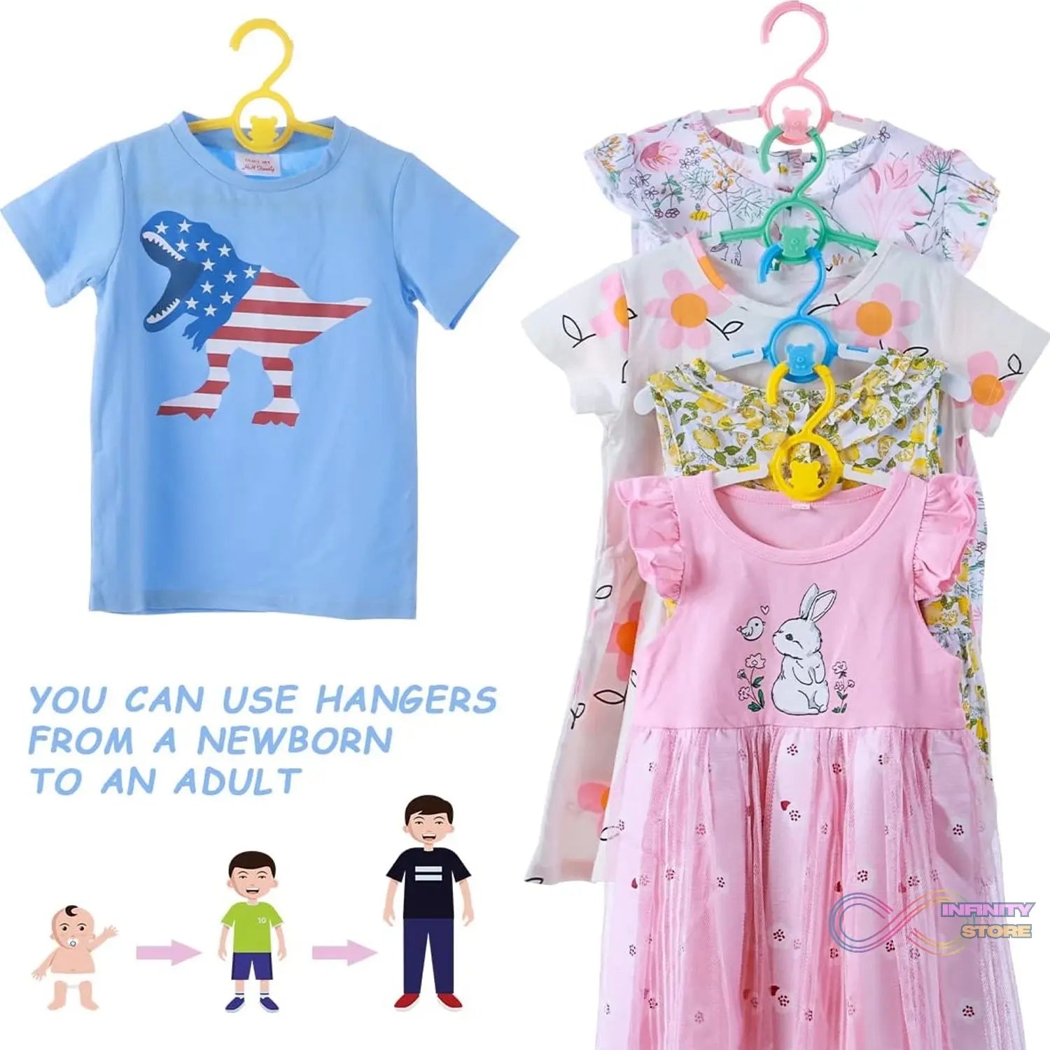 Large Dress Hanger Plastic Adjustable Cloth Hanger (5 pcs Set) - infinityexculsivestore.com