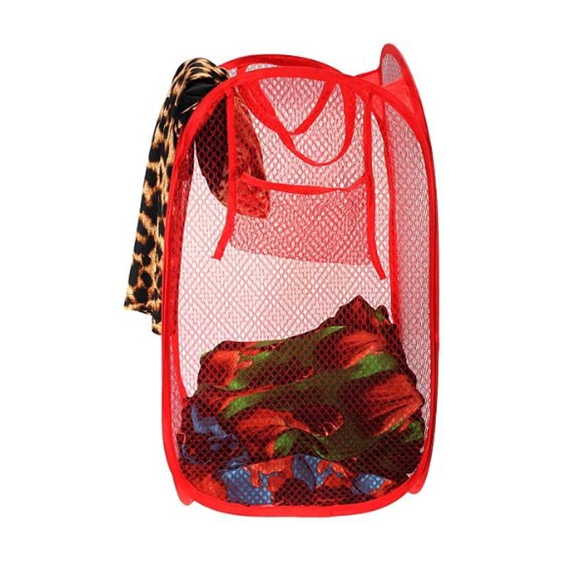 Laundry Hamper Mesh Fabric For Ventilation Foldable Storage Pop Up Clothes Basket - infinityexculsivestore.com