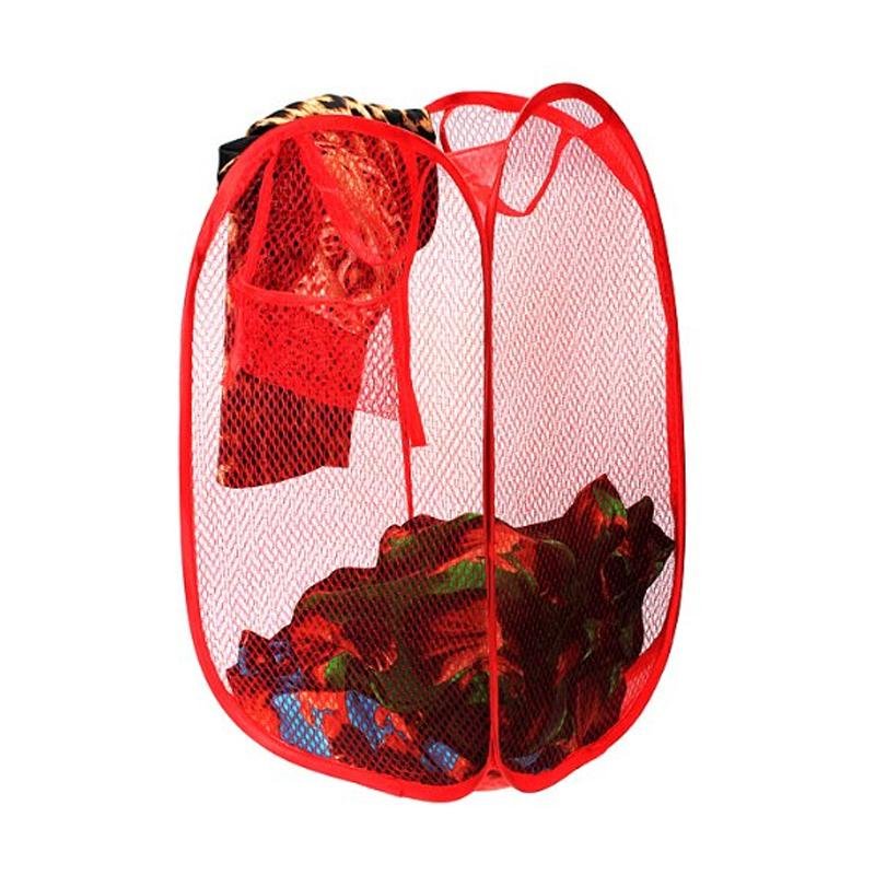 Laundry Hamper Mesh Fabric For Ventilation Foldable Storage Pop Up Clothes Basket - infinityexculsivestore.com