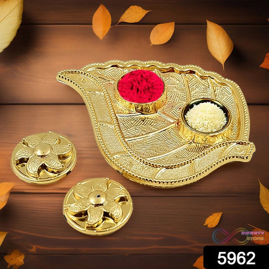Leaf Shape Rakasha Bandhan Special Puja Thali (1 Pc) - infinityexculsivestore.com