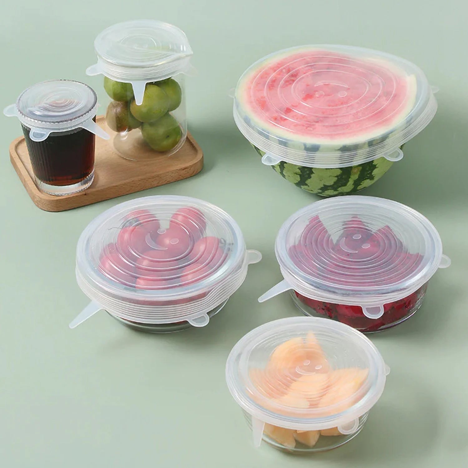 Silicone Stretch Lids, Food Cover For Freezer Microwave Oven Safe Fresh - Keeping Flexible Covers for Utensils, Dishes, Plates Jars, Cans, Mugs, Bowl Covers Food Safety Seal Lids (6 Pcs Set /95 Gm ) - infinityexculsivestore.com