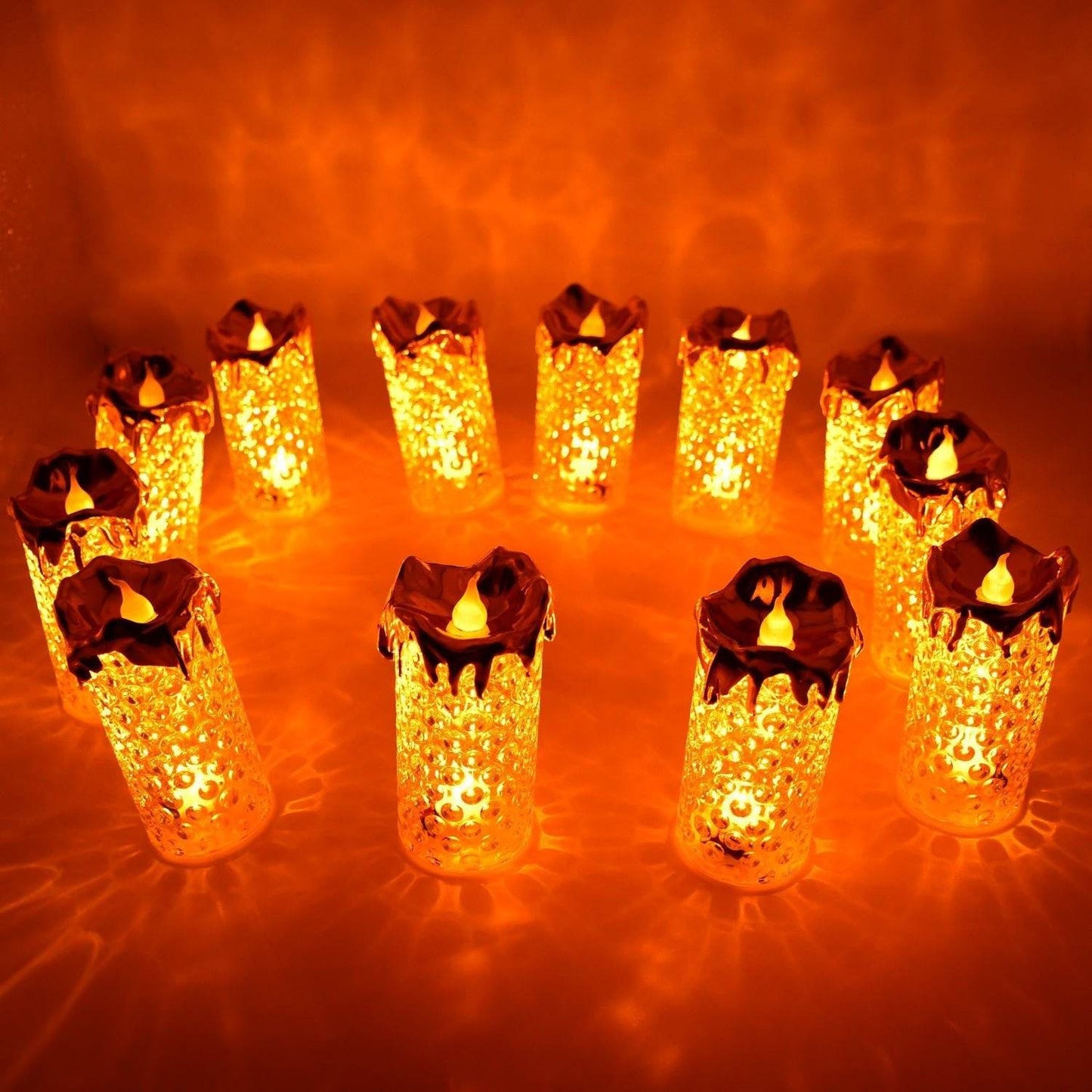 Gold Flameless Candles LED Light Flameless and Smokeless Decorative, Candles Led Tea Light Candle Perfect for Gifting, Home, Diwali,Wedding, Christmas, Crystal Candle Lights, Table Decorations (12 Pc MOQ) - infinityexculsivestore.com