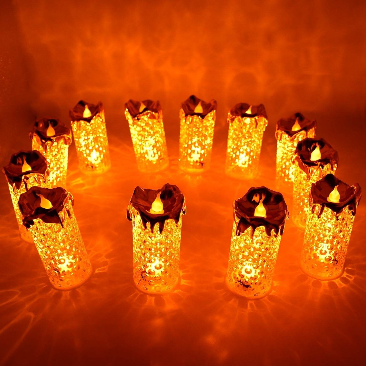 Gold Flameless Candles LED Light Flameless and Smokeless Decorative, Candles Led Tea Light Candle Perfect for Gifting, Home, Diwali,Wedding, Christmas, Crystal Candle Lights, Table Decorations (12 Pc MOQ) - infinityexculsivestore.com