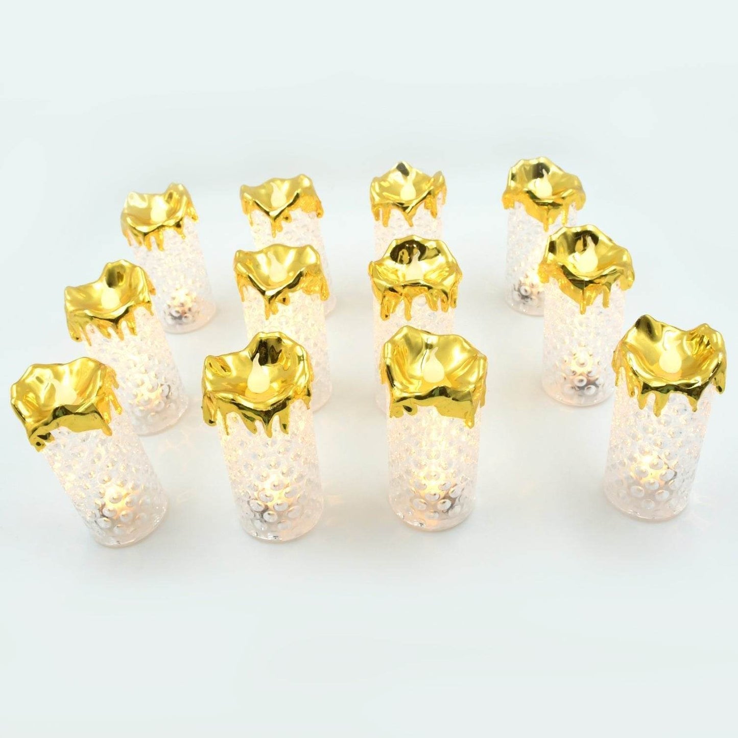 Gold Flameless Candles LED Light Flameless and Smokeless Decorative, Candles Led Tea Light Candle Perfect for Gifting, Home, Diwali,Wedding, Christmas, Crystal Candle Lights, Table Decorations (12 Pc MOQ) - infinityexculsivestore.com