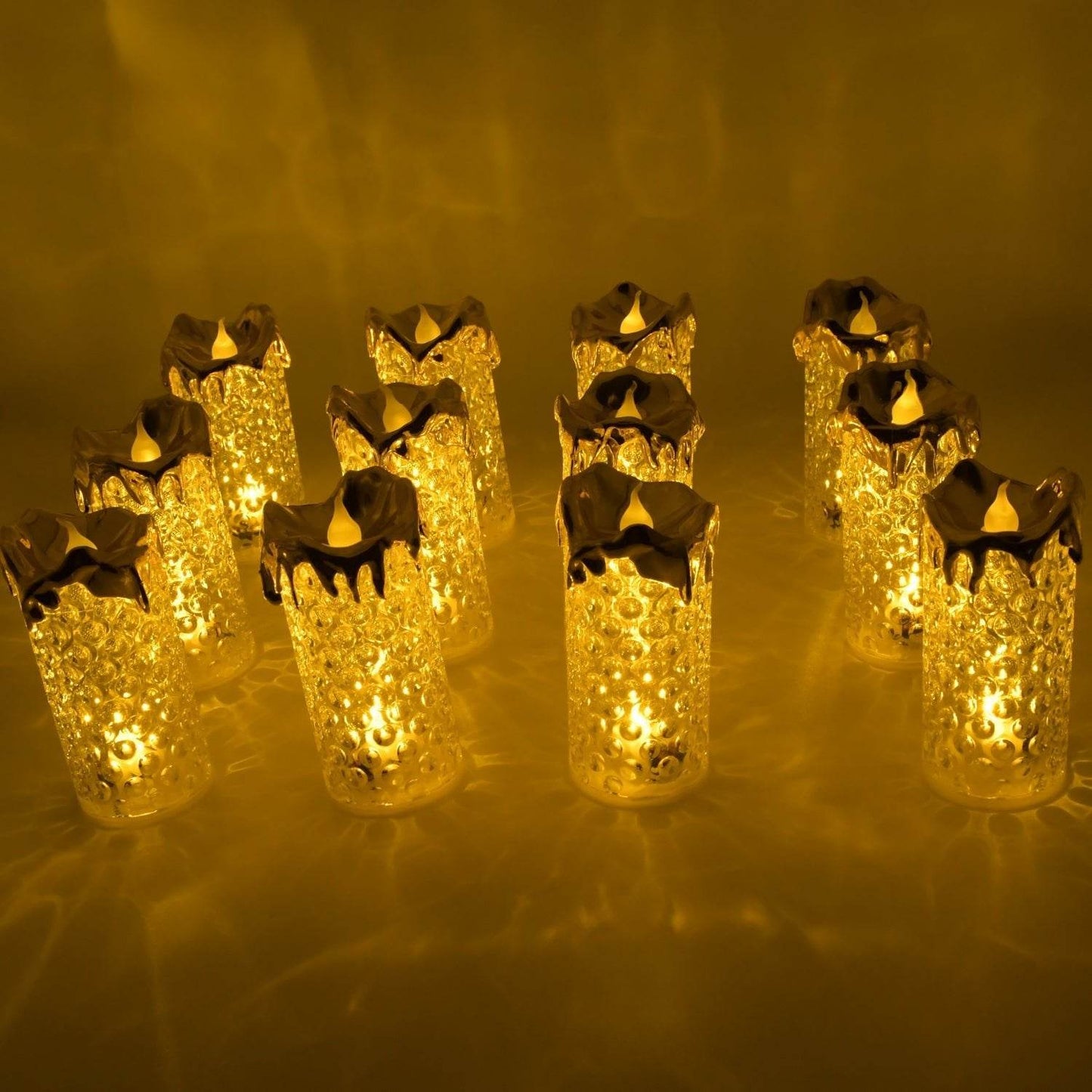 Gold Flameless Candles LED Light Flameless and Smokeless Decorative, Candles Led Tea Light Candle Perfect for Gifting, Home, Diwali,Wedding, Christmas, Crystal Candle Lights, Table Decorations (12 Pc MOQ) - infinityexculsivestore.com