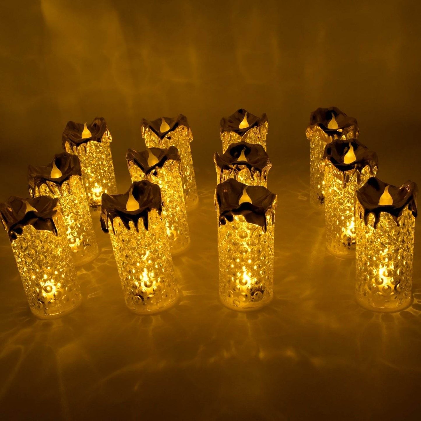 Gold Flameless Candles LED Light Flameless and Smokeless Decorative, Candles Led Tea Light Candle Perfect for Gifting, Home, Diwali,Wedding, Christmas, Crystal Candle Lights, Table Decorations (12 Pc MOQ) - infinityexculsivestore.com