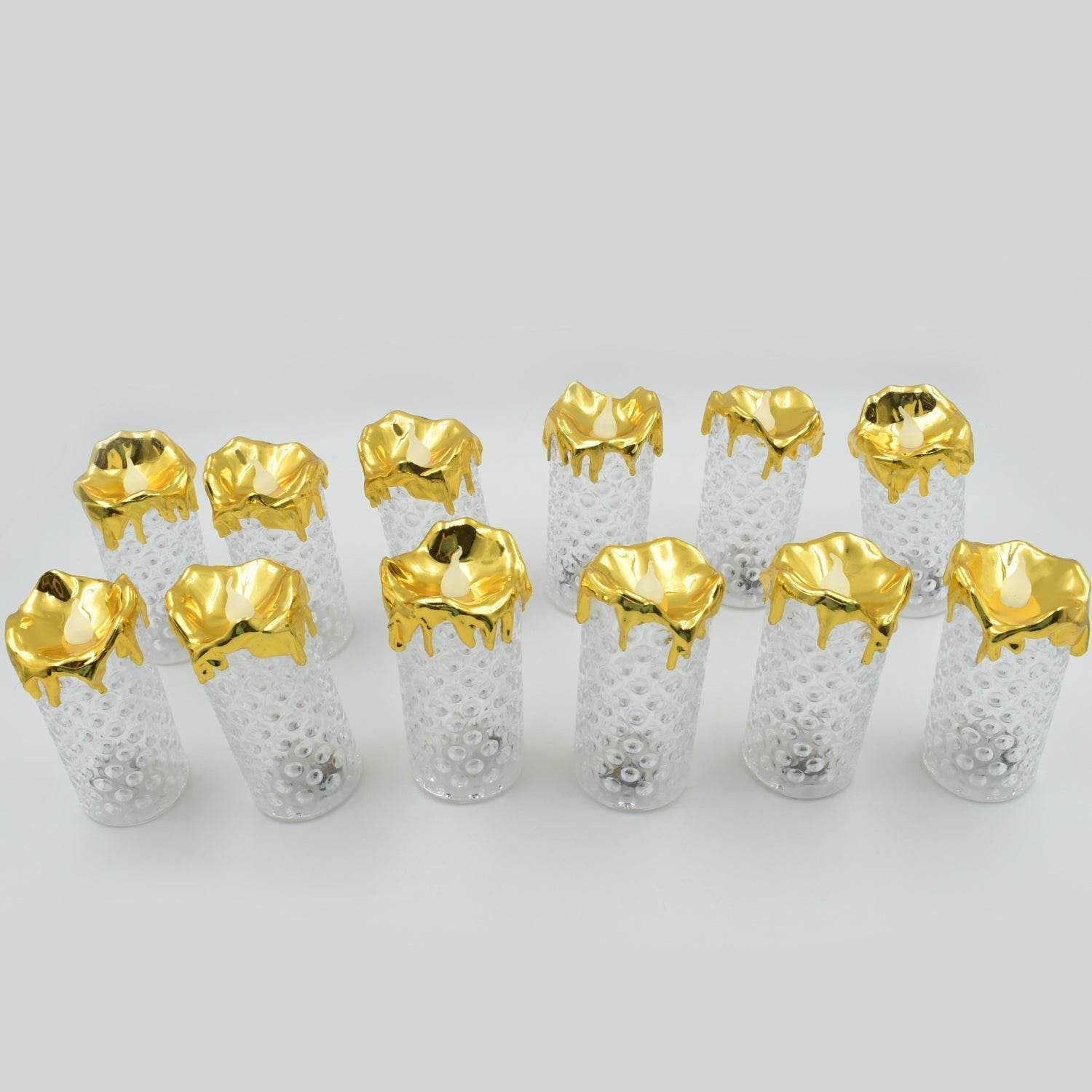 Gold Flameless Candles LED Light Flameless and Smokeless Decorative, Candles Led Tea Light Candle Perfect for Gifting, Home, Diwali,Wedding, Christmas, Crystal Candle Lights, Table Decorations (12 Pc MOQ) - infinityexculsivestore.com