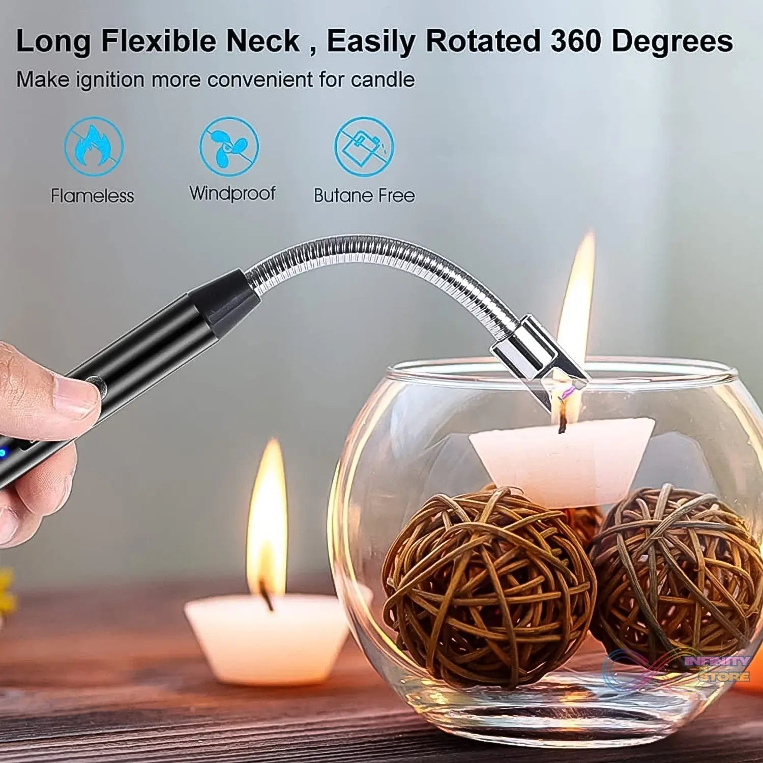 Lighter Long Flexible Electric Arc USB Rechargeable Windproof Flameless Electronic Smoking Plasma Lighters - infinityexculsivestore.com
