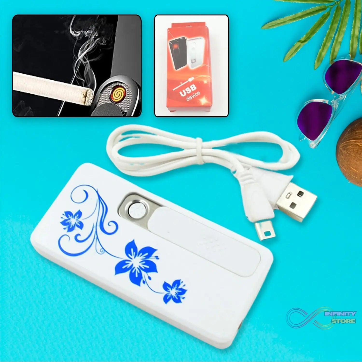 Stylish Electric USB Lighter for Men & Women, Regular Cigarettes Portable USB Rechargeable Flameless, Coil Slim Cigarette Lighter with Charging Cable, Windproof E lighter, Lighter for Smoking (1 Pc ) - infinityexculsivestore.com