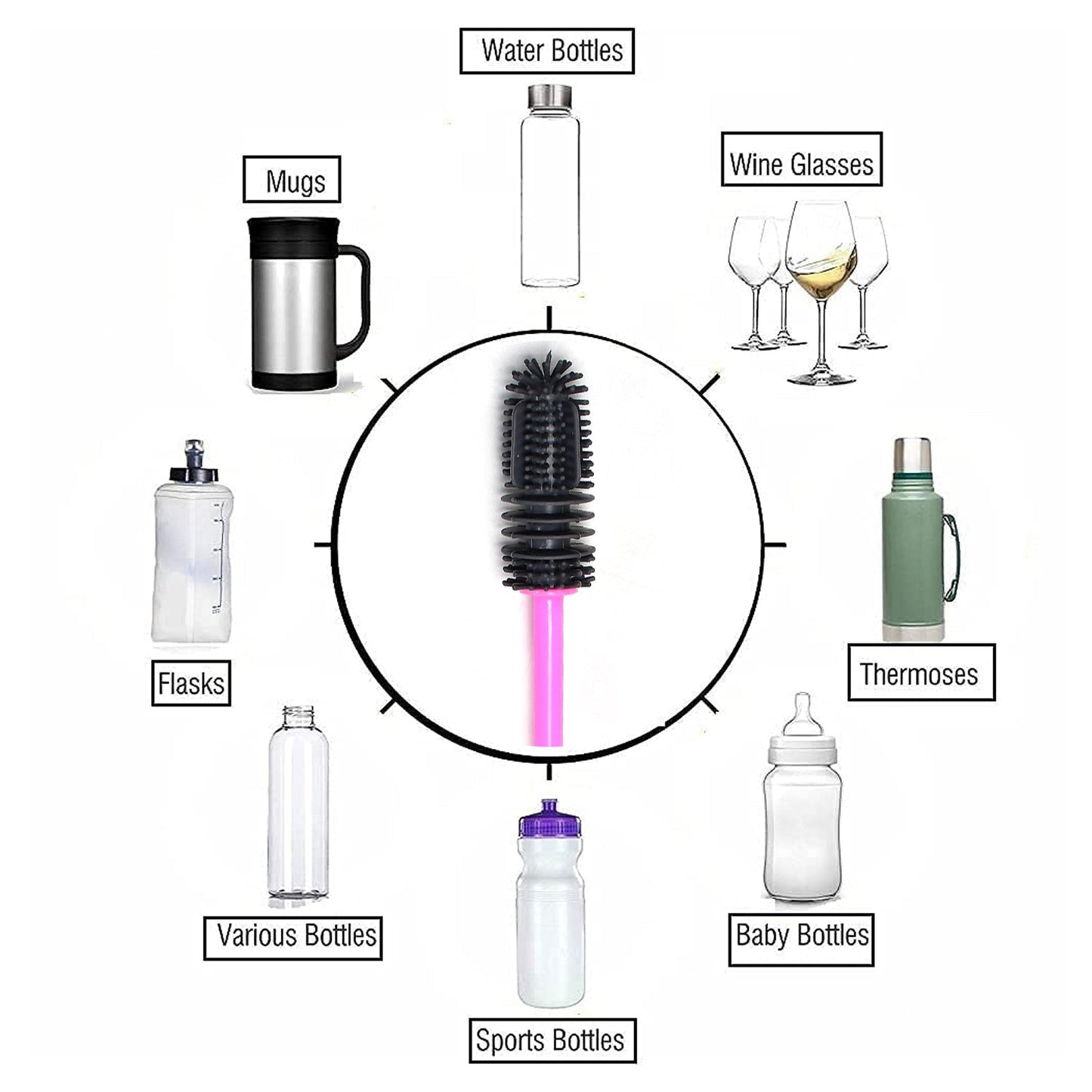 Long Bottle Cleaning Brush for Washing Water Bottle, Narrow Neck Containers - infinityexculsivestore.com